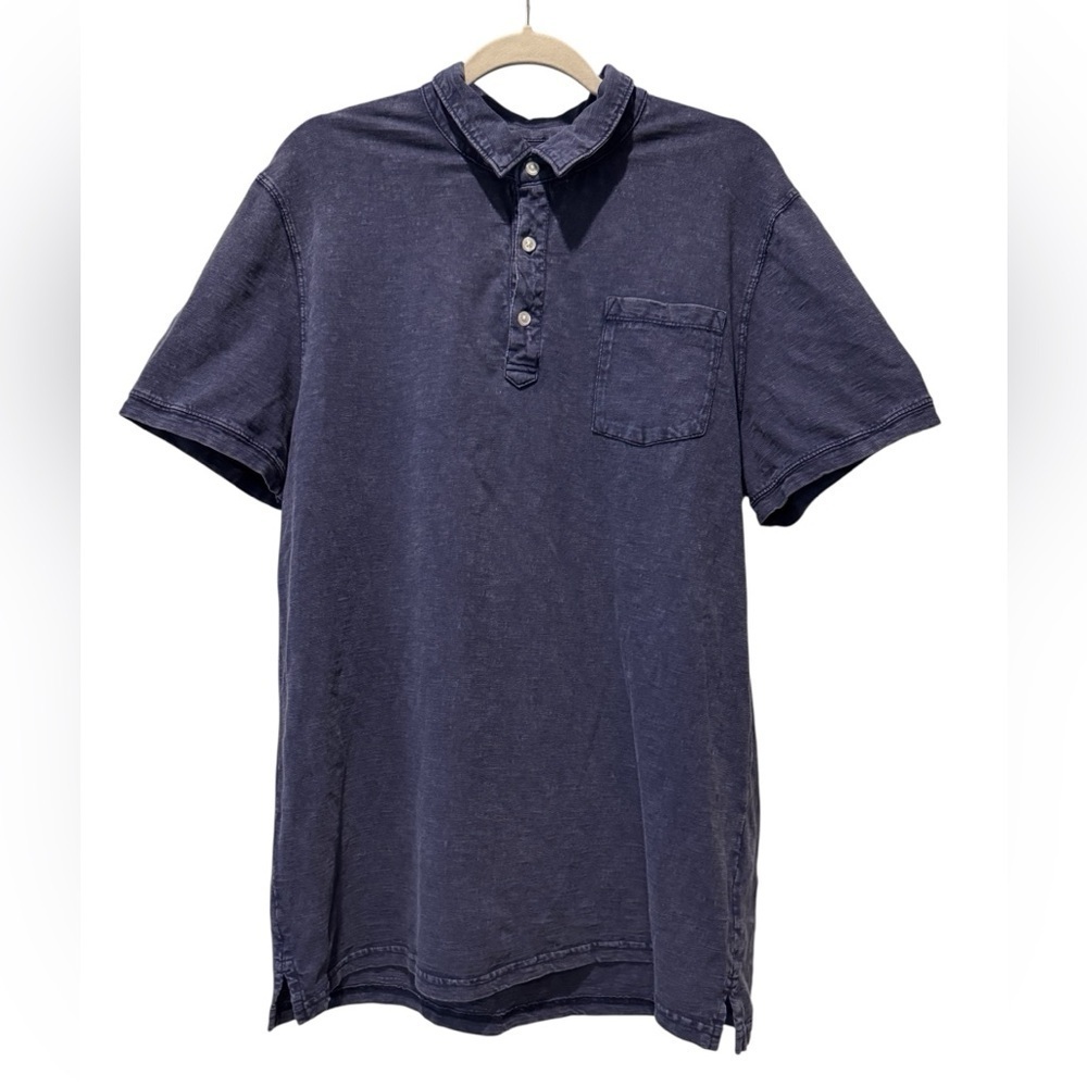 Mutual Weave Navy Polo Shirt Men’s LT | Distressed Cotton Casual Top
